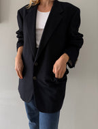 Yves Saint Laurent black wool cachemire blazer 90s