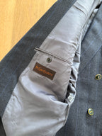 Yves Saint Laurent 90s wool blazer blue gray stripes