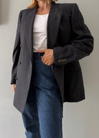 Yves Saint Laurent 90s wool blazer blue gray stripes