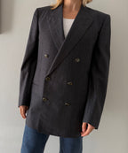 Yves Saint Laurent 90s wool blazer blue gray stripes