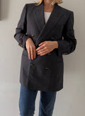 Yves Saint Laurent 90s wool blazer blue gray stripes