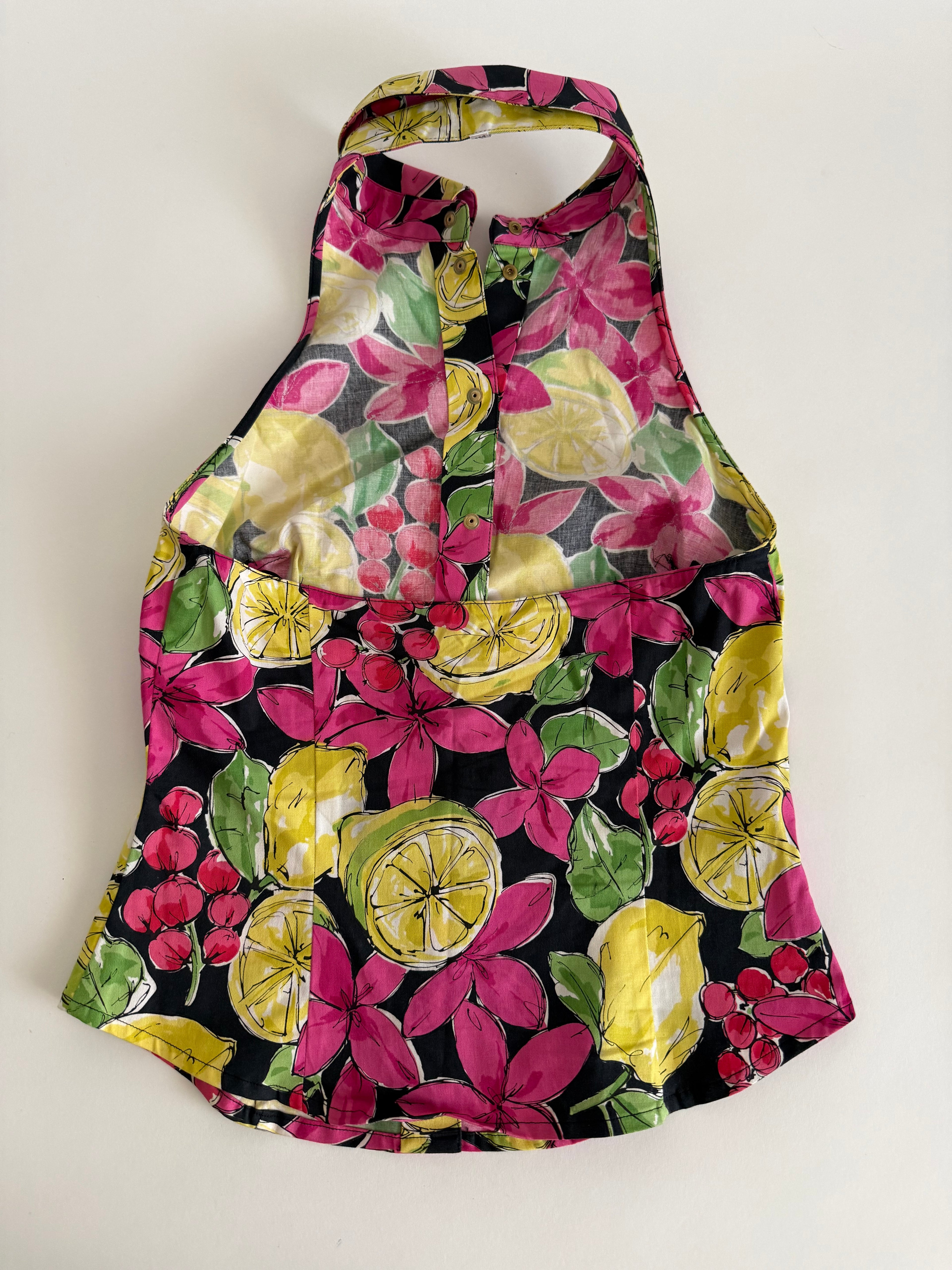 Blumarine open back lemon print top vintage