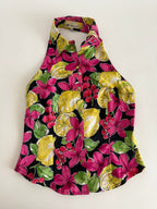 Blumarine open back lemon print top vintage