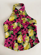Blumarine open back lemon print top vintage