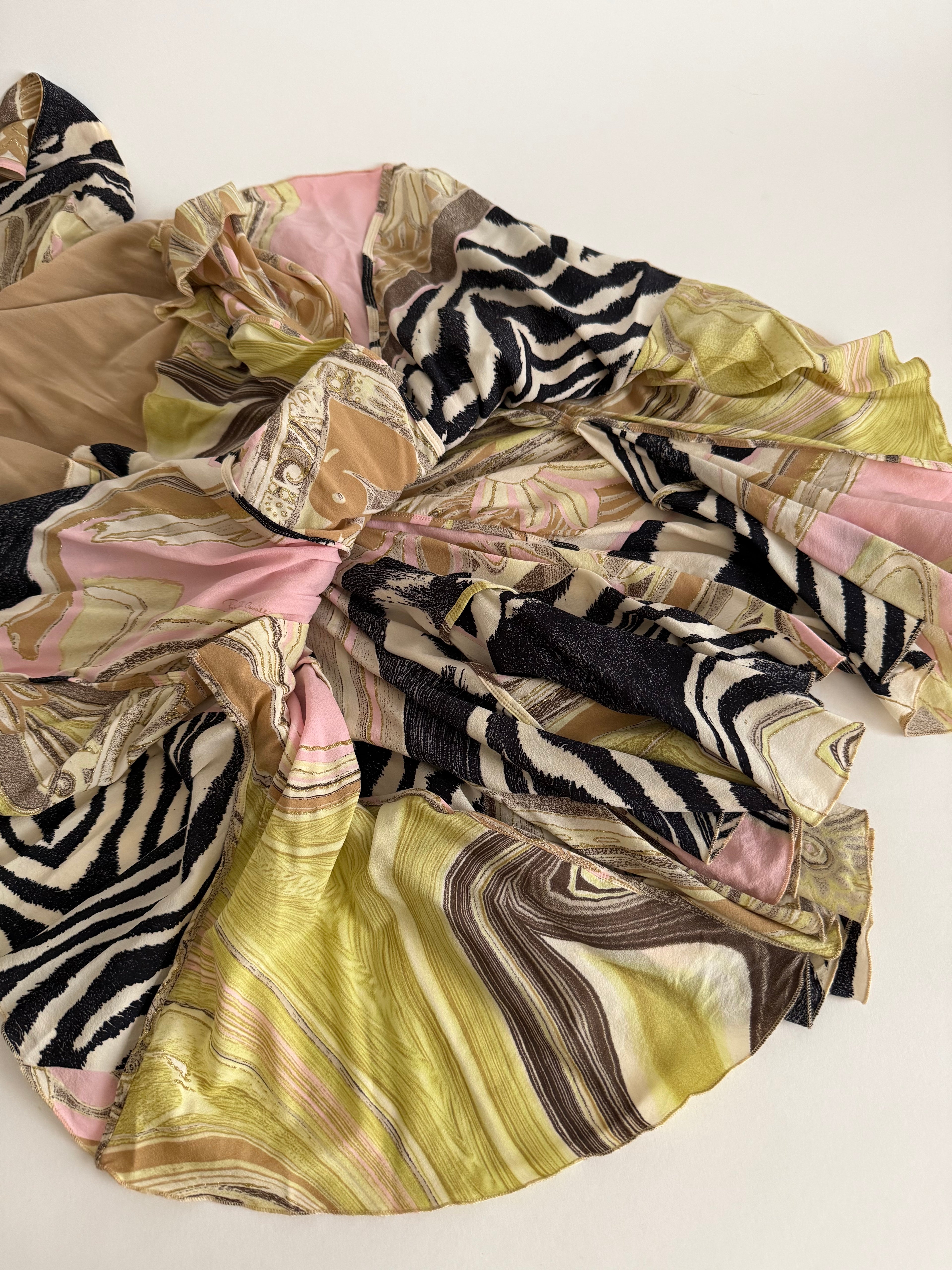 Roberto Cavalli SS 2004 zebra silk knee-length dress
