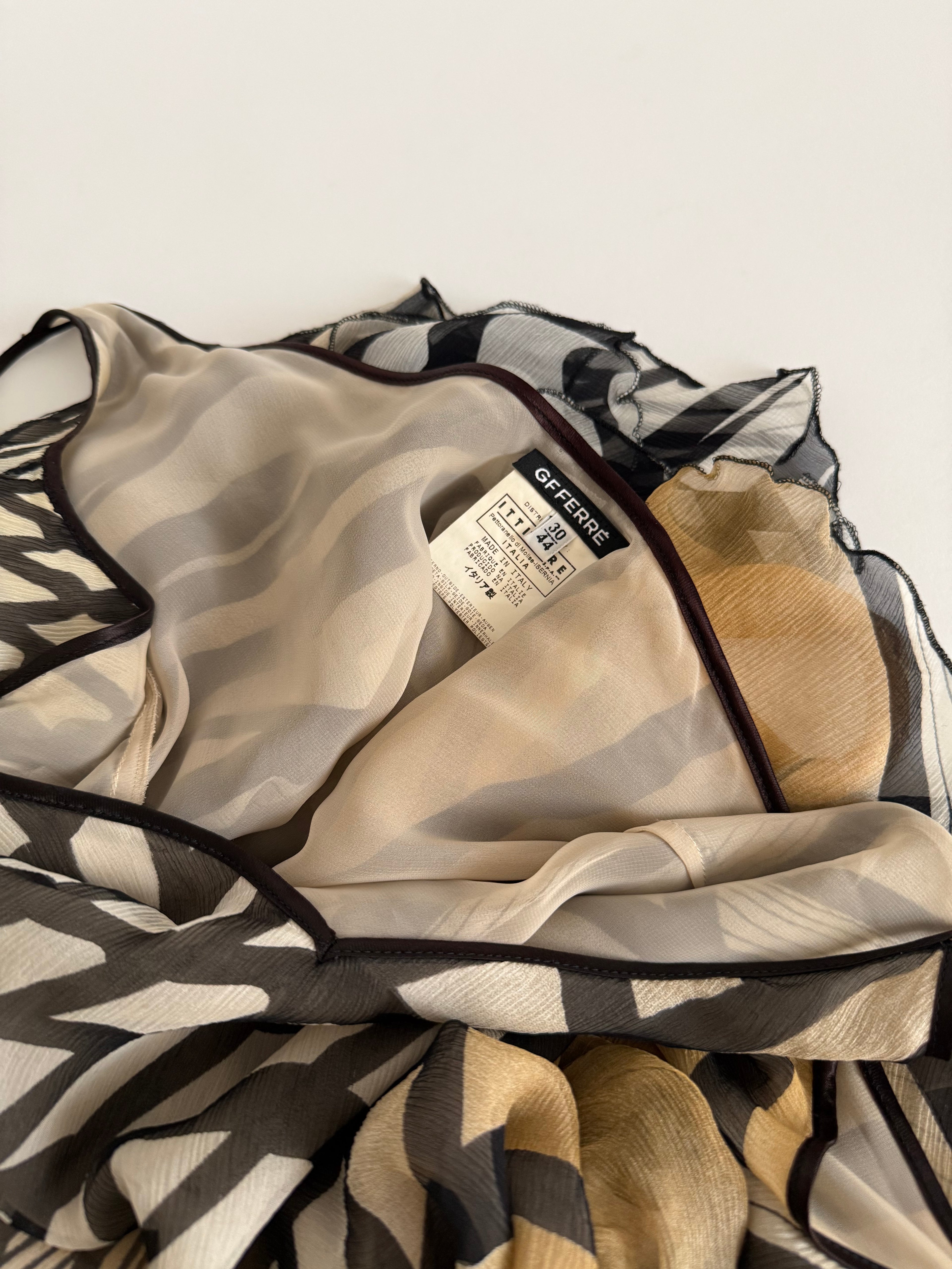 Gianfranco Ferré ruffled asymmetrical vintage silk dress 