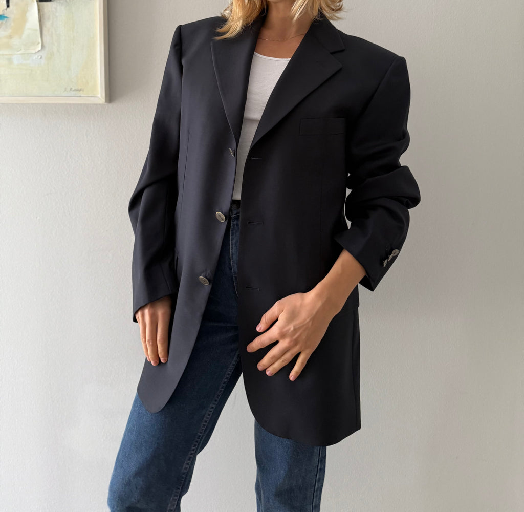 Yves Saint Laurent unisex dark blu blazer buttons 90s