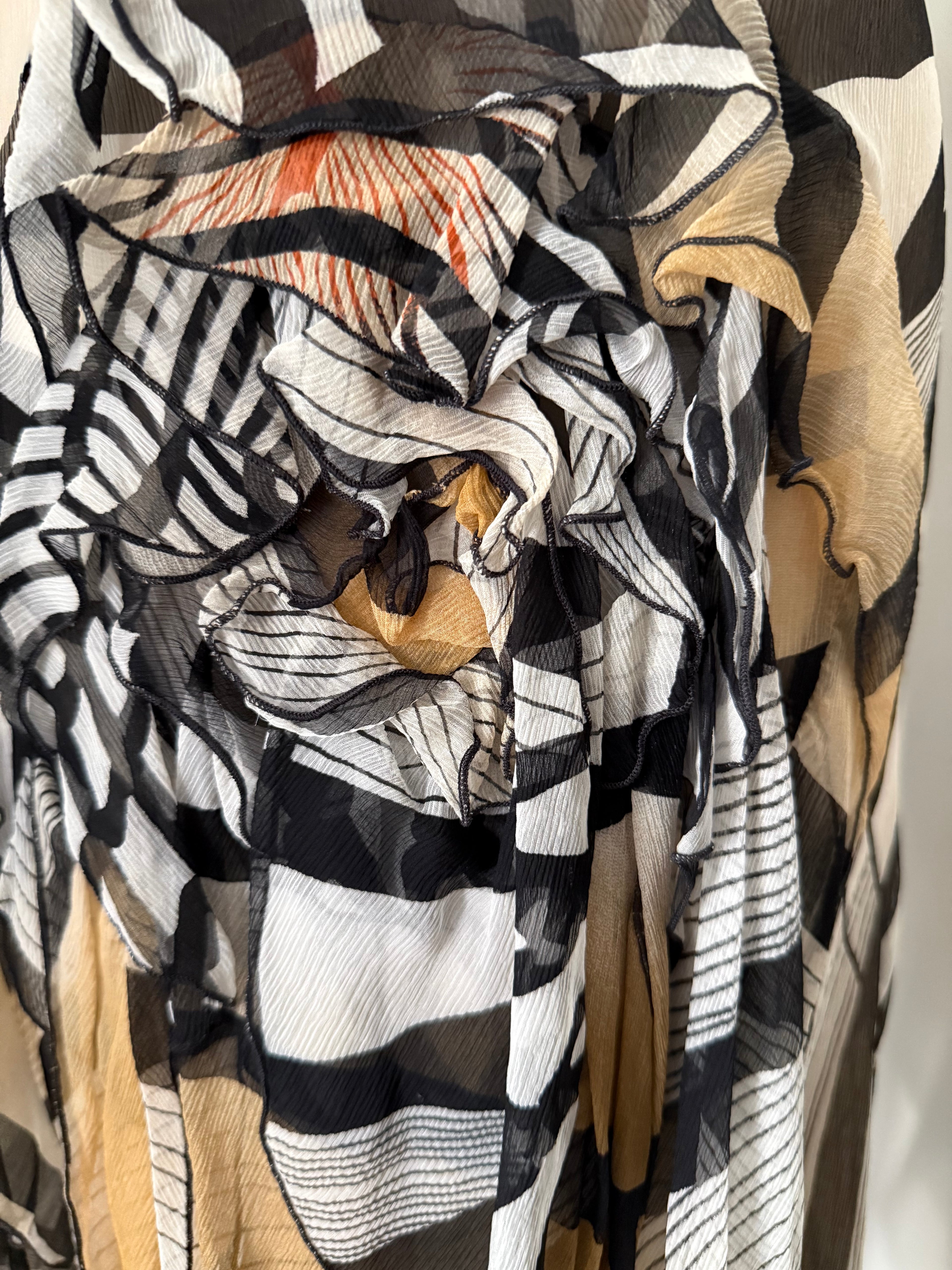 Gianfranco Ferré ruffled asymmetrical vintage silk dress 