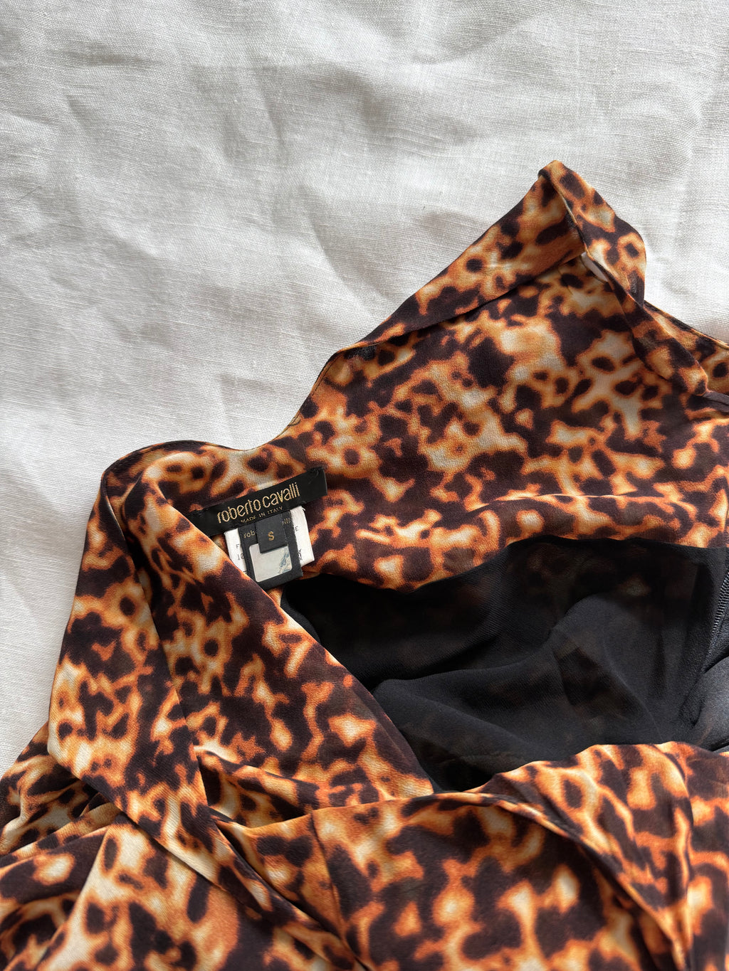 Roberto Cavalli SS 2003 Runway tortoiseshell print silk dress