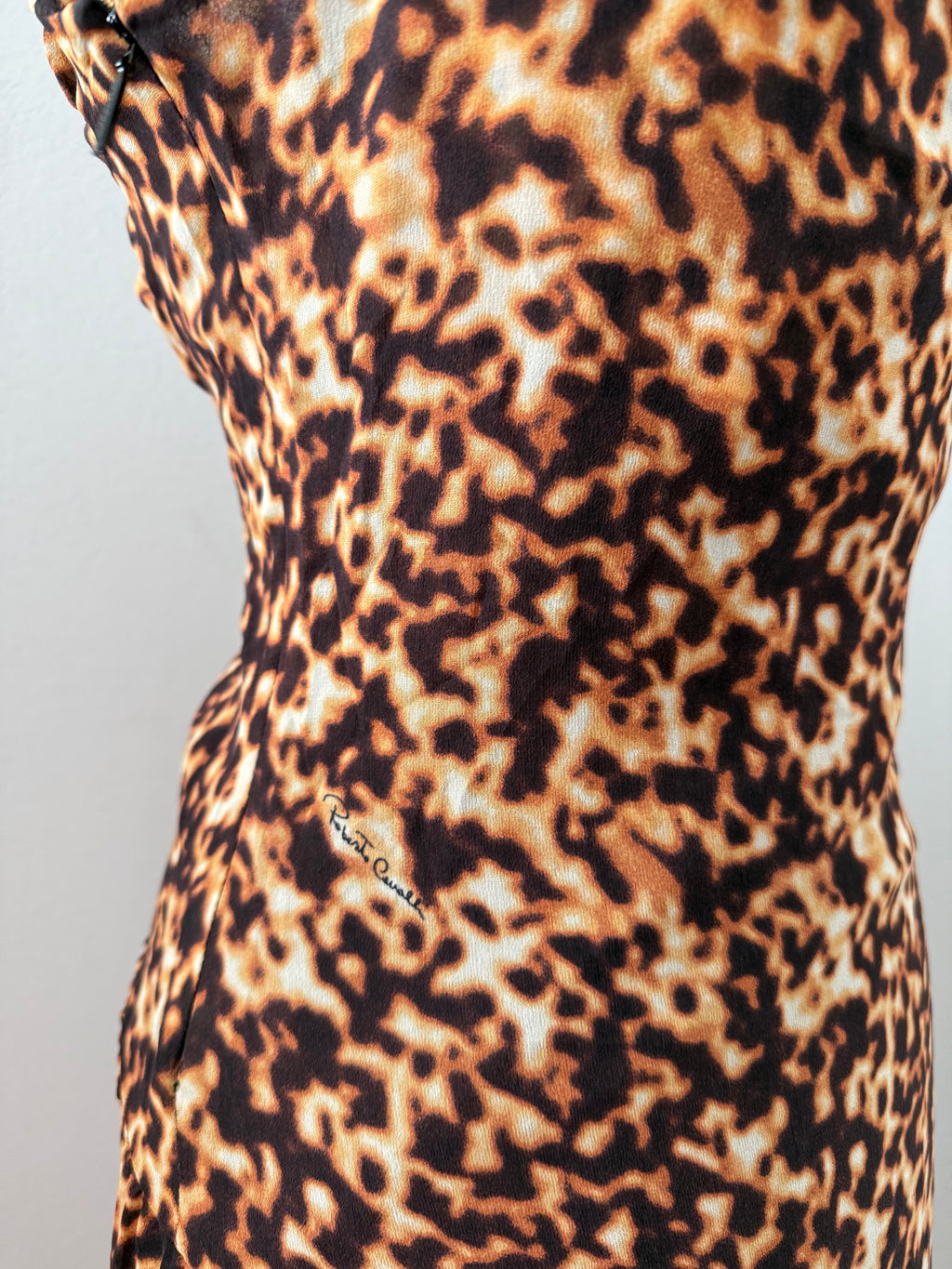 Roberto Cavalli SS 2003 Runway tortoiseshell print silk dress