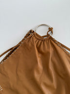 Paco Rabanne SS 2001 Runway leather brown rings skirt