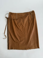 Paco Rabanne SS 2001 Runway leather brown rings skirt