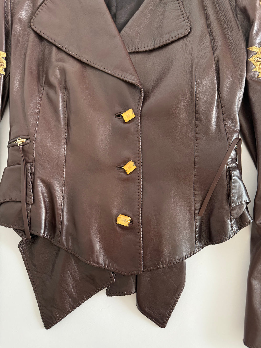 Roberto Cavalli Runway FW 2004 brown leather embellished jacket