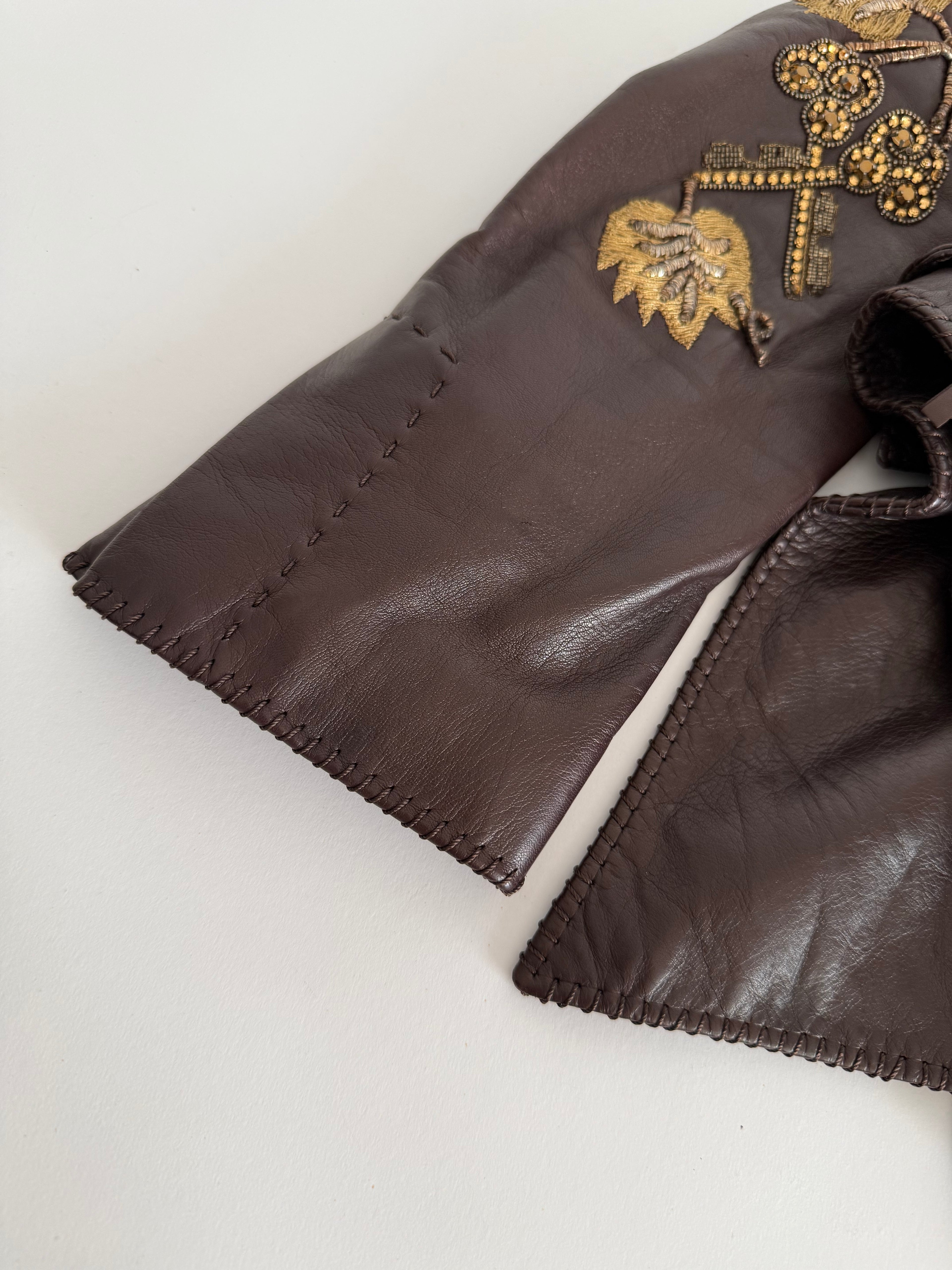 Roberto Cavalli Runway FW 2004 brown leather embellished jacket