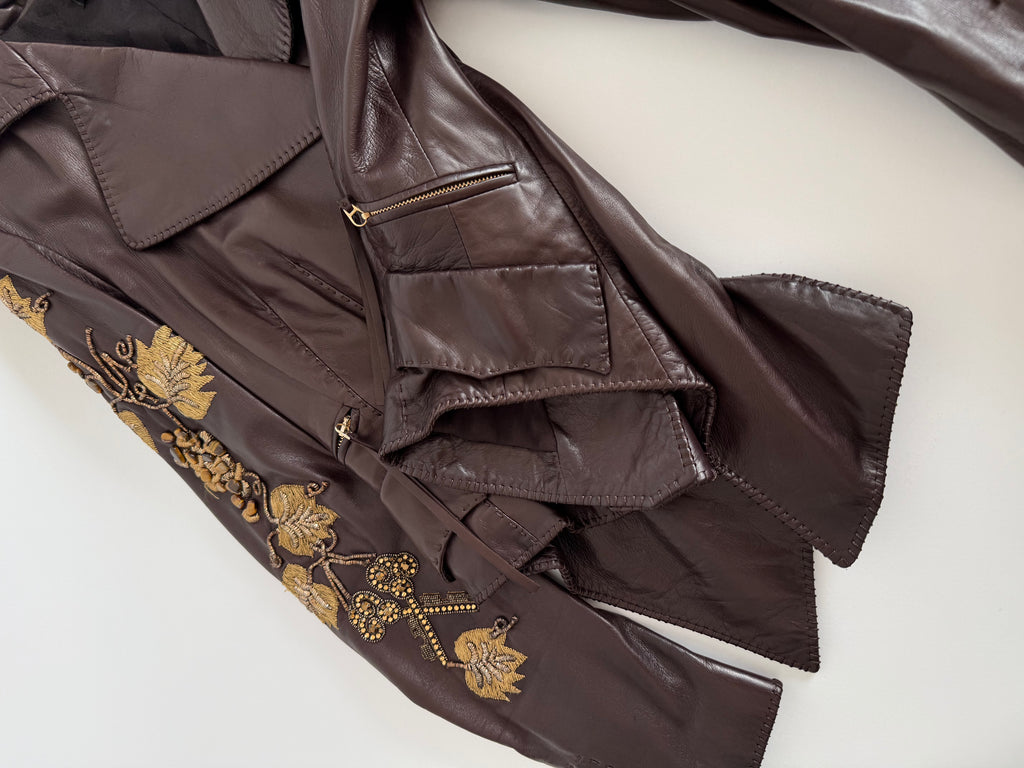 Roberto Cavalli Runway FW 2004 brown leather embellished jacket