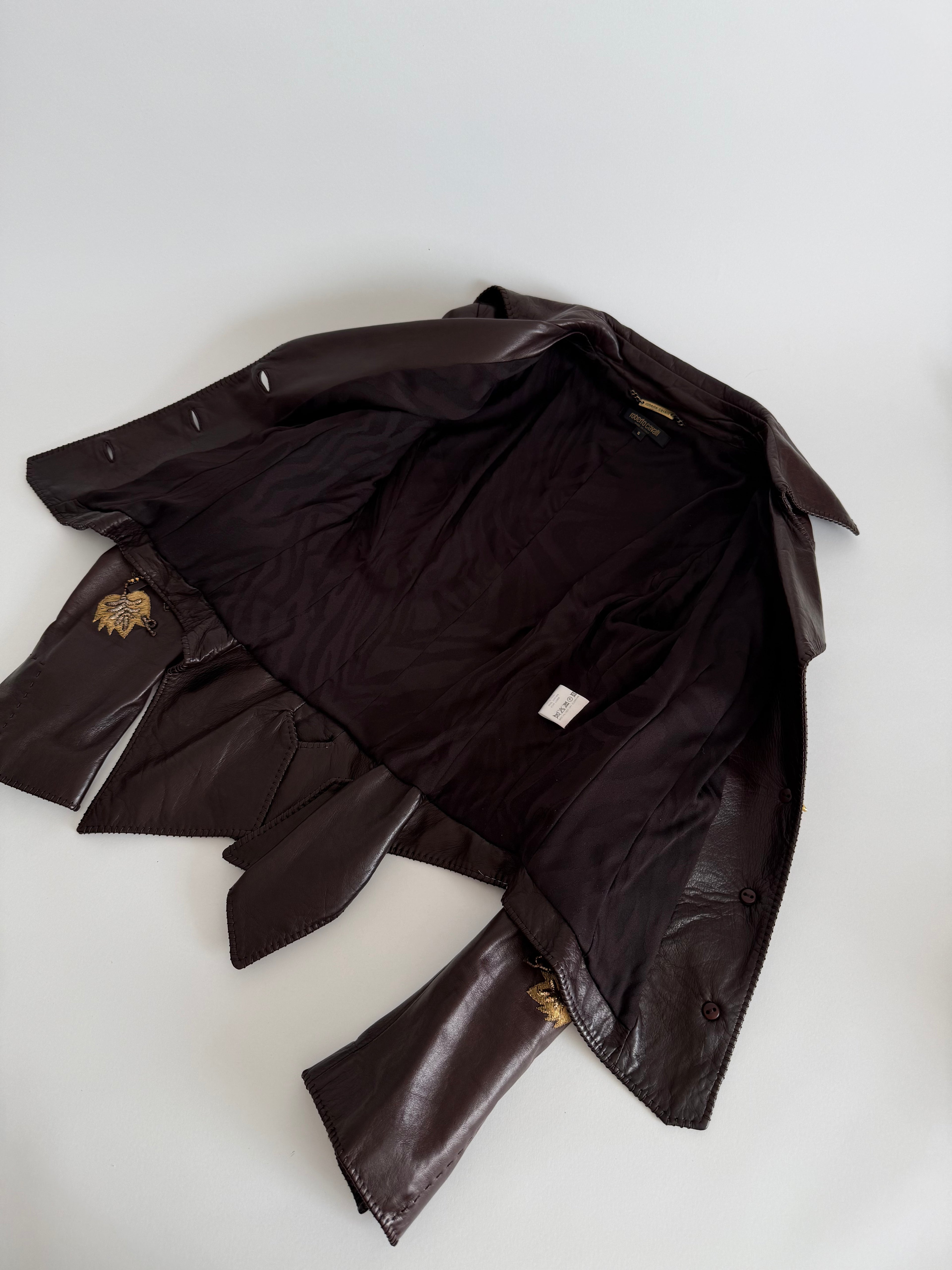 Roberto Cavalli Runway FW 2004 brown leather embellished jacket