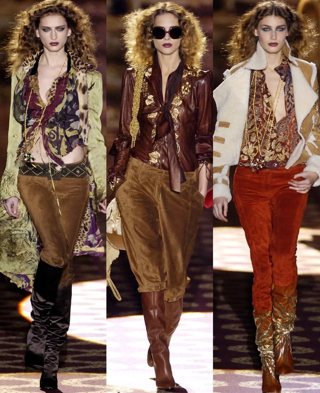 Roberto Cavalli Runway FW 2004 brown leather embellished jacket
