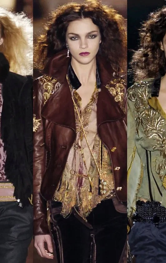 Roberto Cavalli Runway FW 2004 brown leather embellished jacket