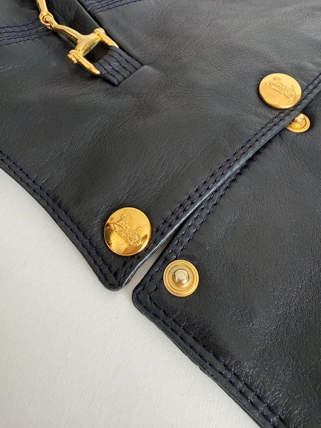 Rare authentic Céline leather navy vest 1970 1980 circa