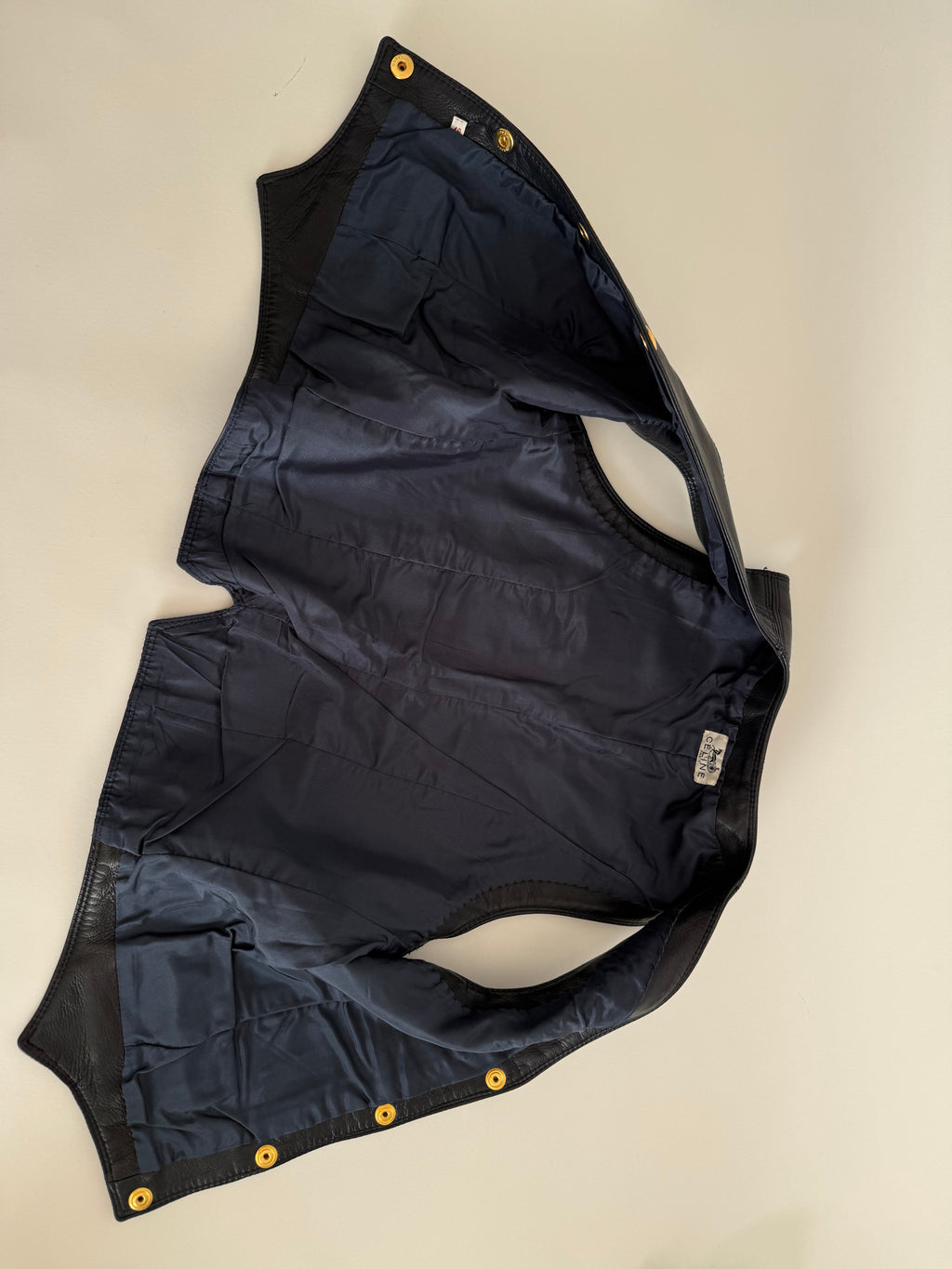 Rare authentic Céline leather navy vest 1970 1980 circa