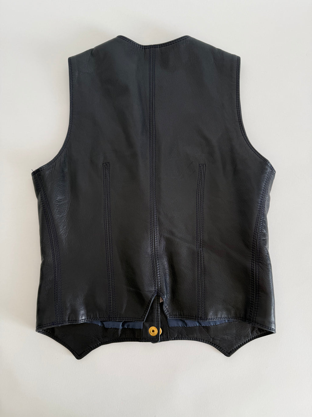 Rare authentic Céline leather navy vest 1970 1980 circa