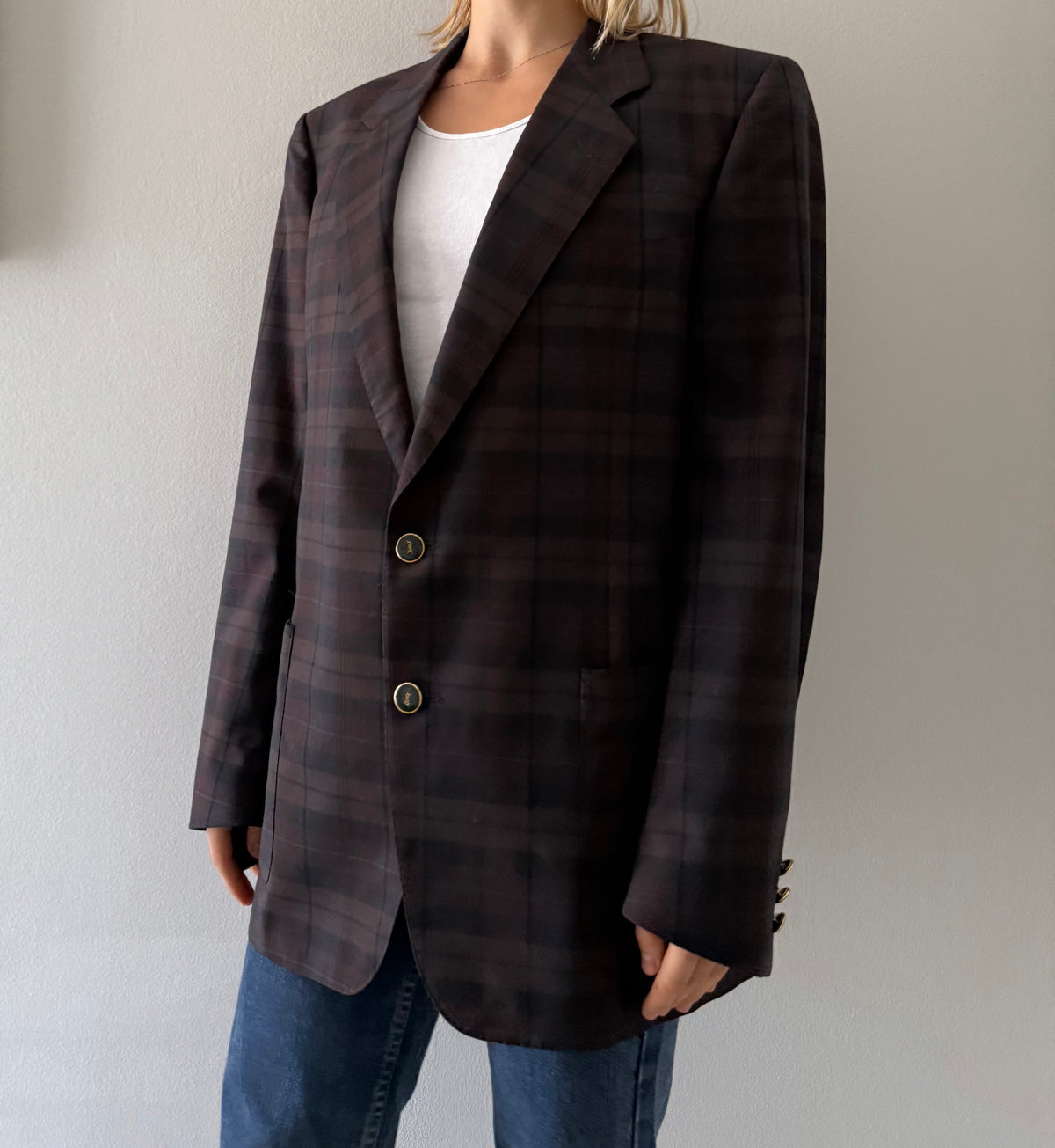 Rare men Yves Saint Laurent 90s wool blazer oversize 