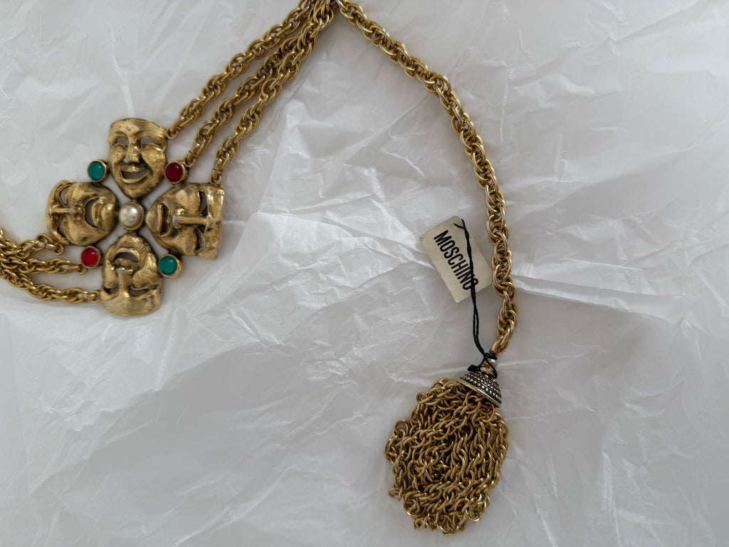 Moschino Moschino FW 1990 gold chain belt tragedy comedy mask vintage Belt Emilia Archive Vintage