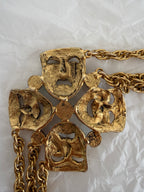 Moschino Moschino FW 1990 gold chain belt tragedy comedy mask vintage Belt Emilia Archive Vintage
