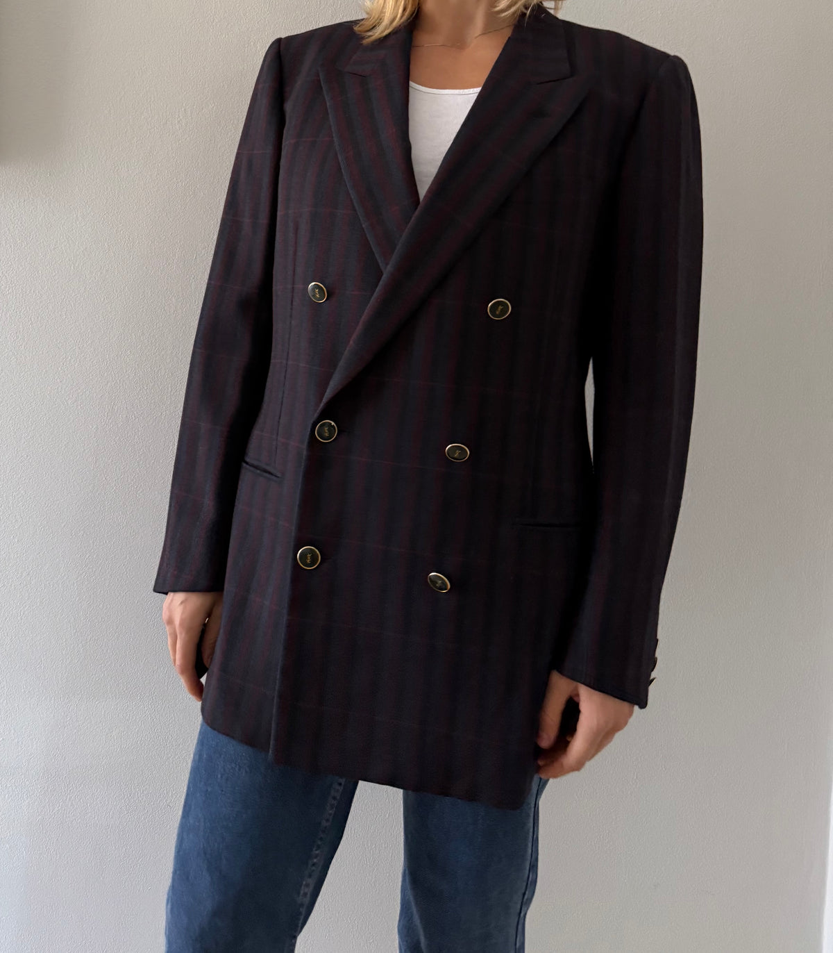 Yves Saint Laurent 90s multicolor wool blazer 
