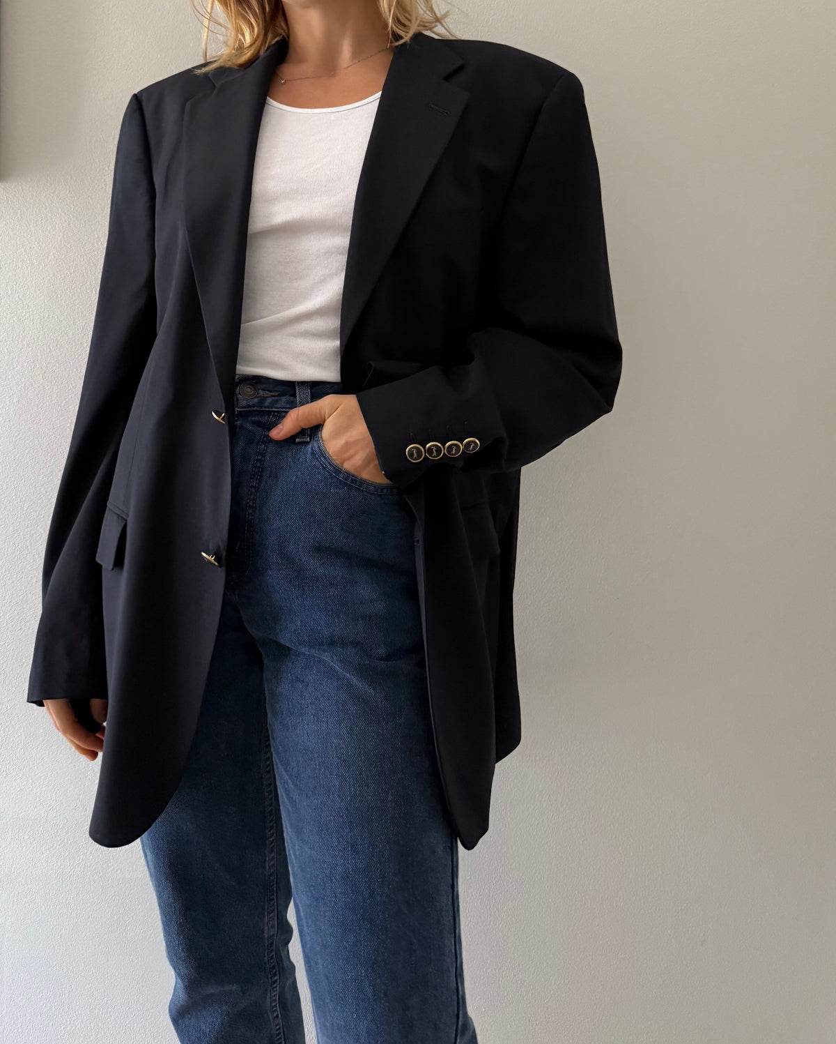 Yves Saint Laurent dark blue wool men blazer 90s