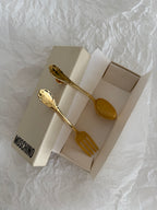 Rare Moschino gold brooch fork & spoon 1989 vintage