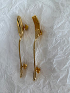 Rare Moschino gold brooch fork & spoon 1989 vintage