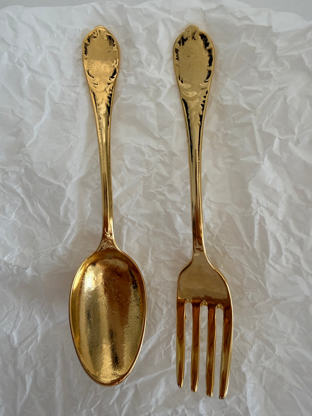 Rare Moschino gold brooch fork & spoon 1989 vintage