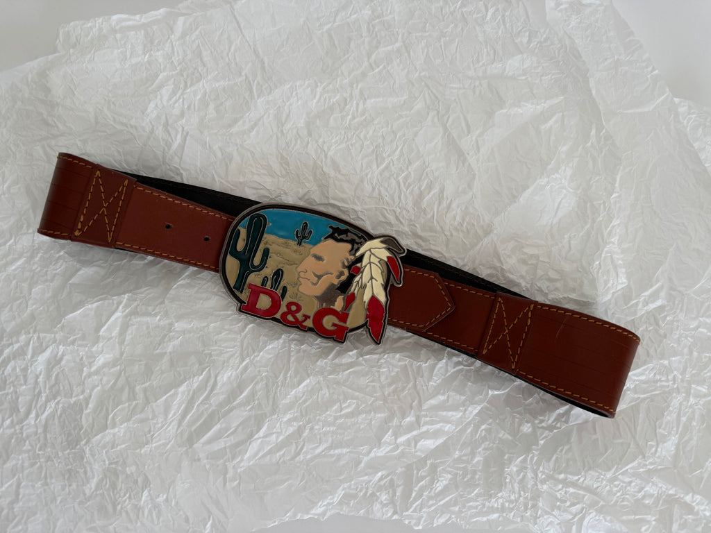Rare 90s D&g Indian desert theme belt buckle vintage