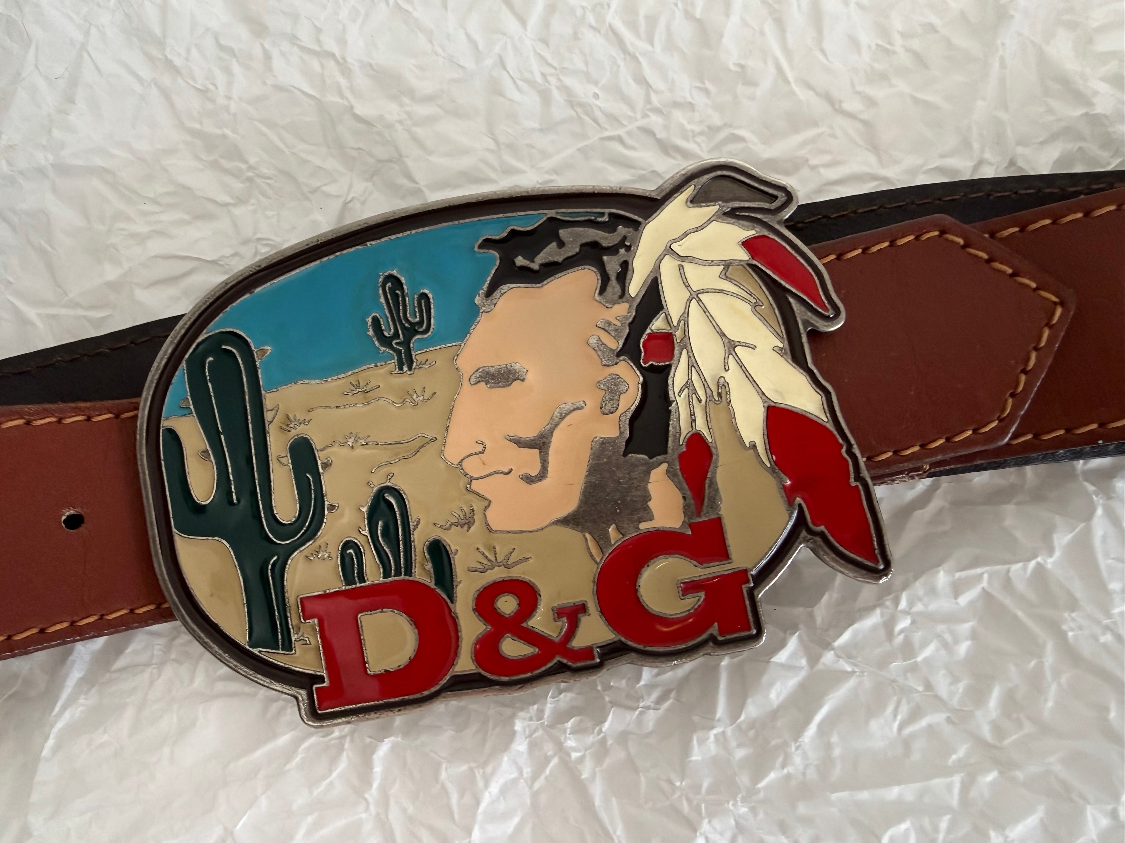 Rare 90s D&g Indian desert theme belt buckle vintage