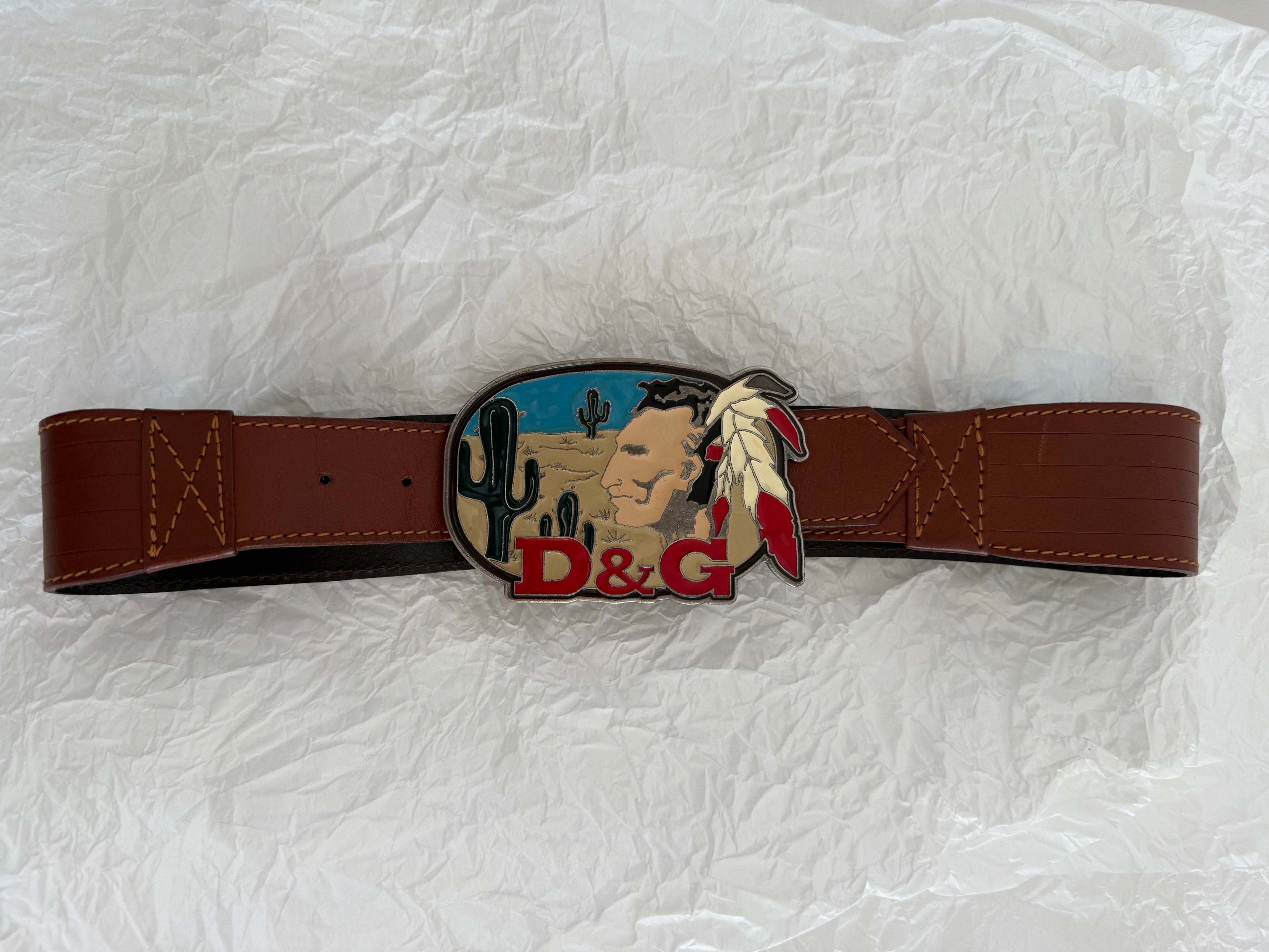 Rare 90s D&g Indian desert theme belt buckle vintage