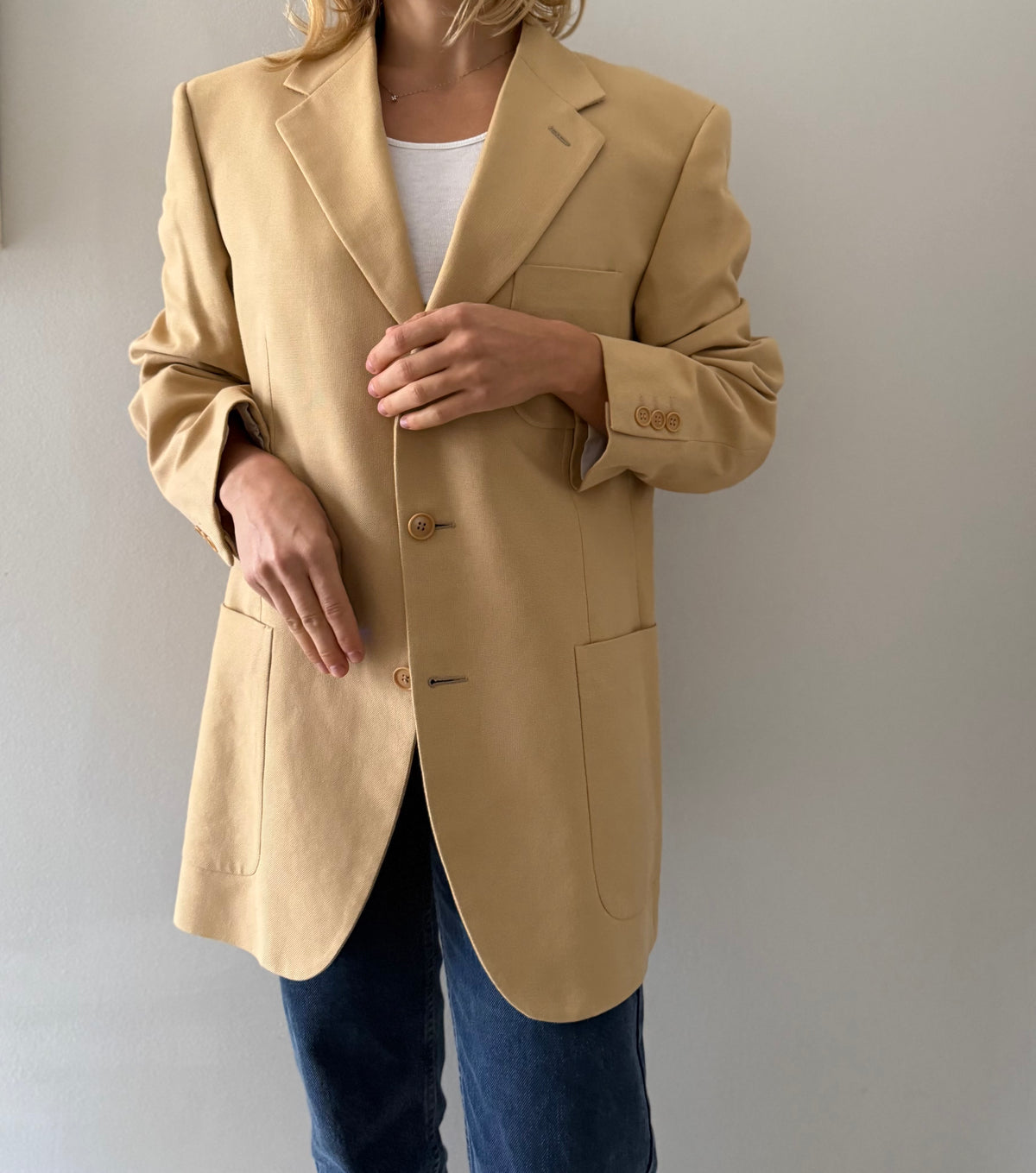 Yves Saint Laurent beige cotton blazer 90s