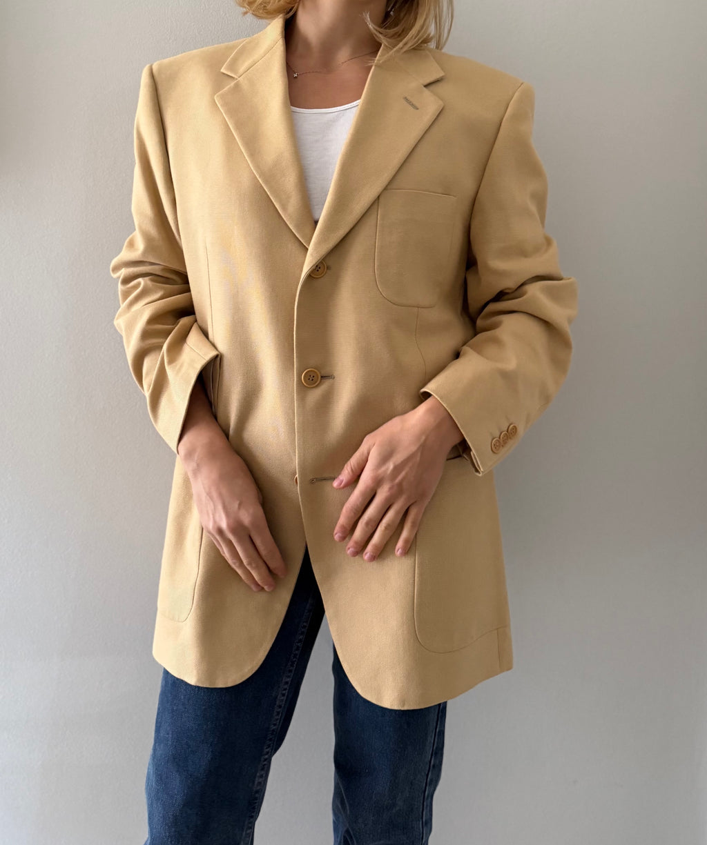 Yves Saint Laurent beige cotton blazer 90s
