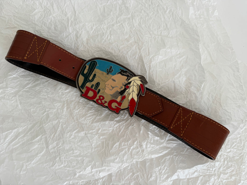 Rare 90s D&g Indian desert theme belt buckle vintage