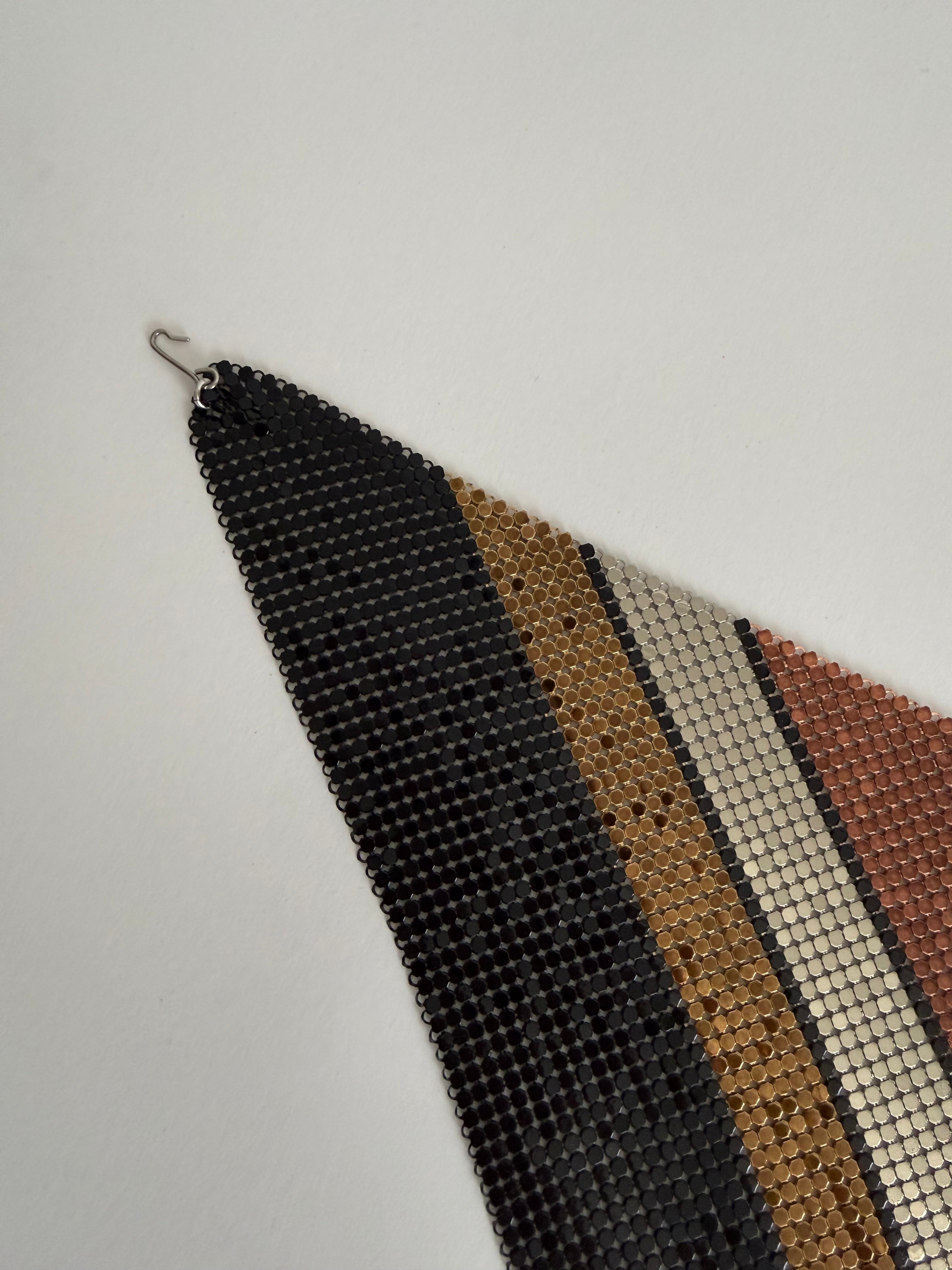 Rare Vintage 70s Whiting & Davis chevron mesh necklace