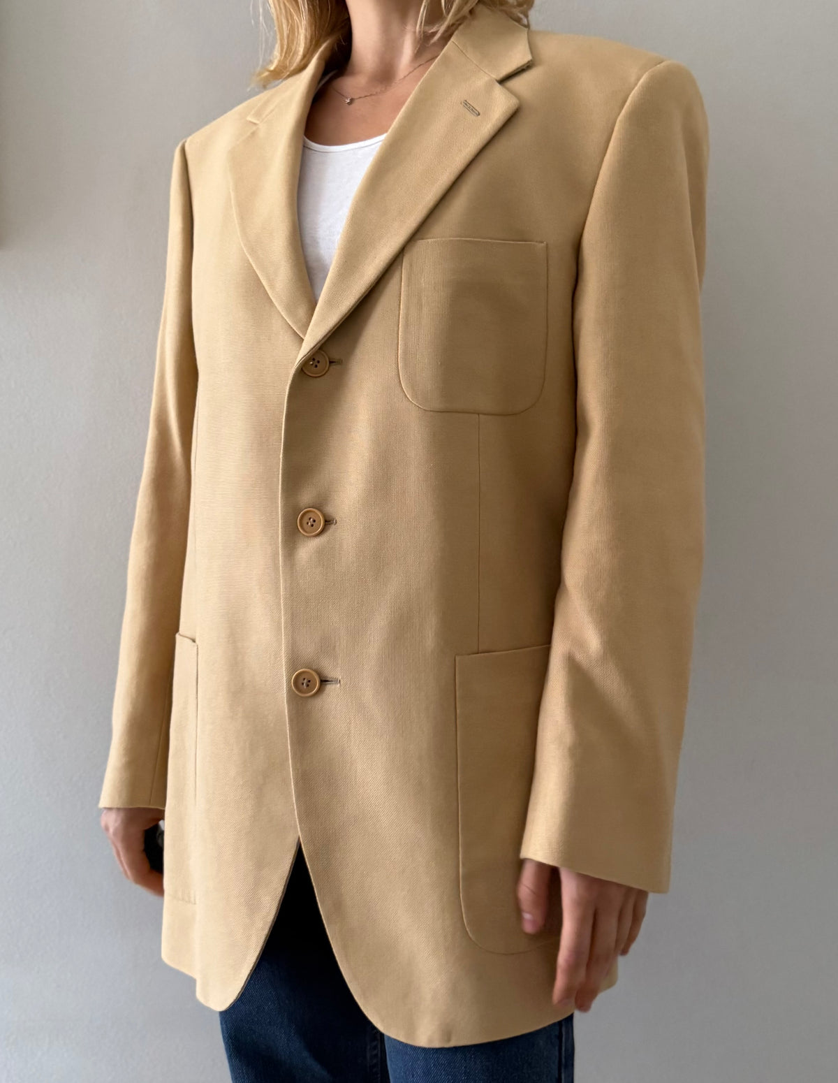 Yves Saint Laurent beige cotton blazer 90s