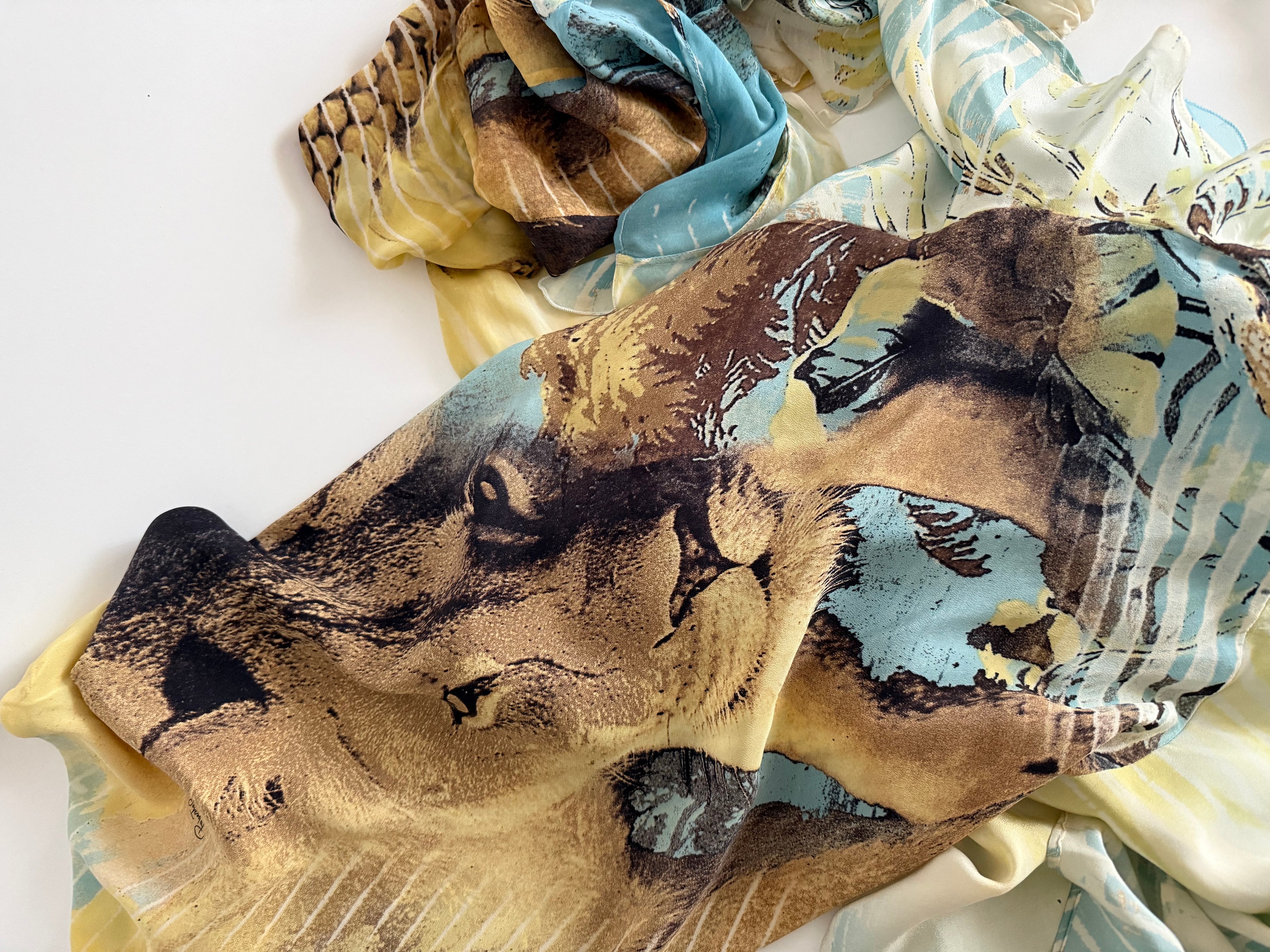 Roberto Cavalli Runway SS 2002 silk lion print set