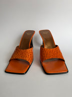 Sandals orange leather vintage