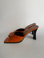 Sandals orange leather vintage