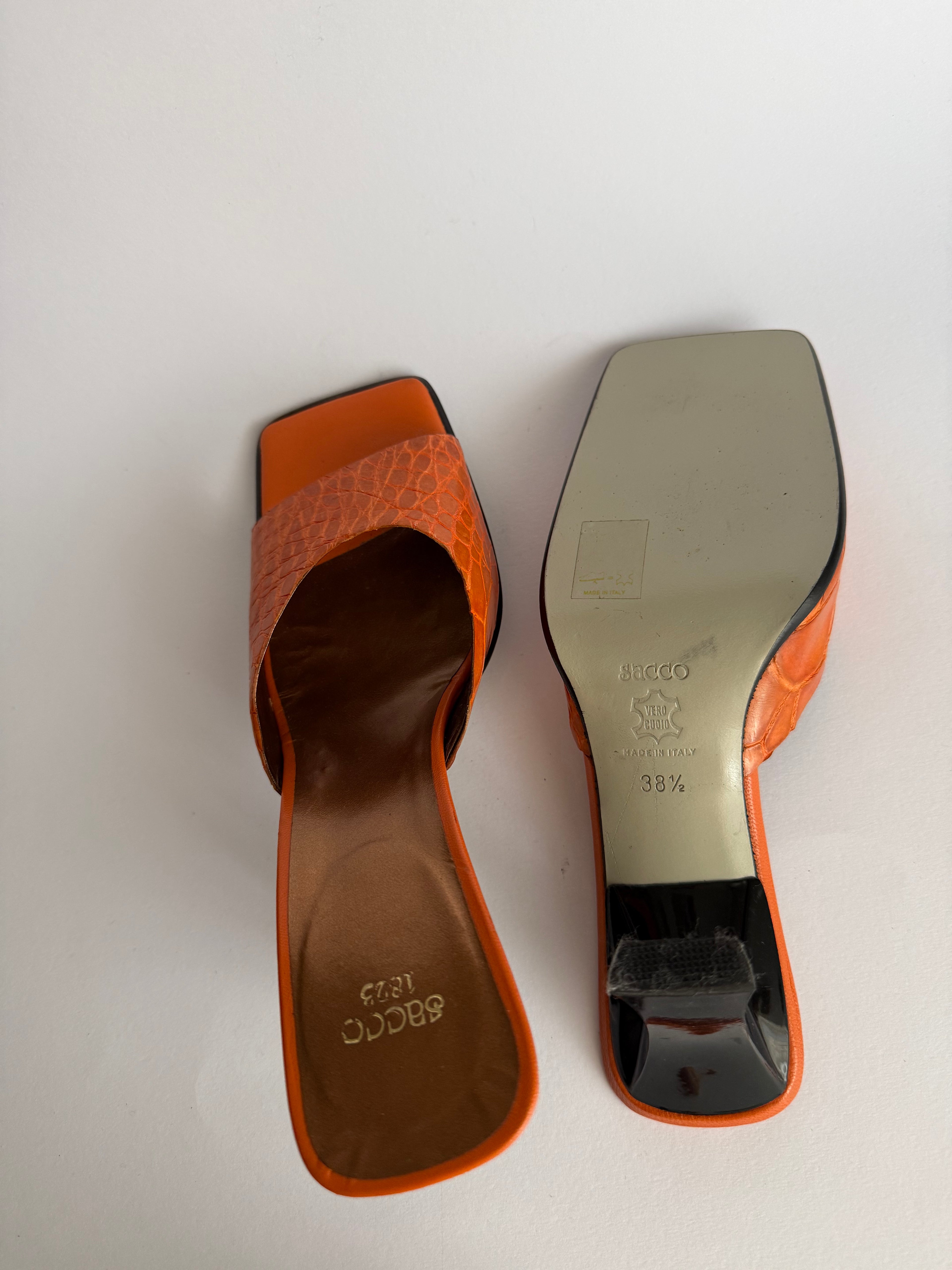 Sandals orange leather vintage