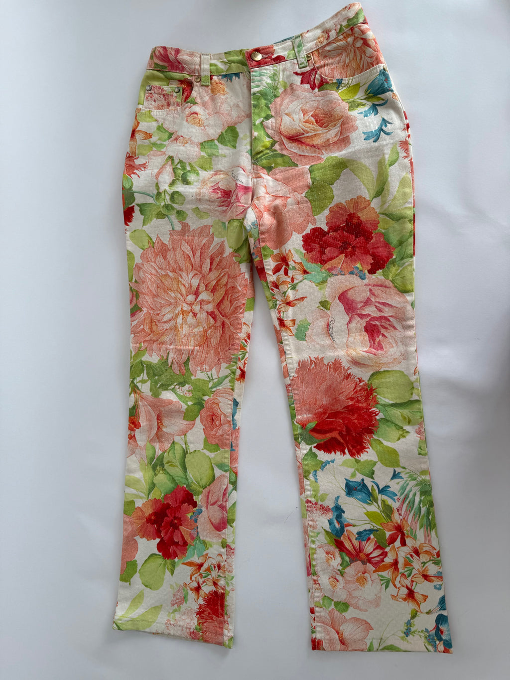 Roberto Cavalli SS 2000 floral denim jeans