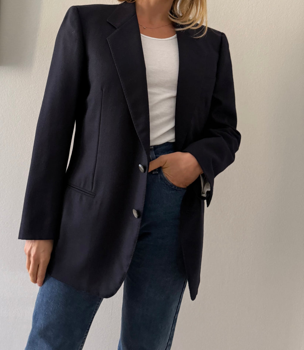 Yves Saint Laurent wool blue blazer men jacket 90s