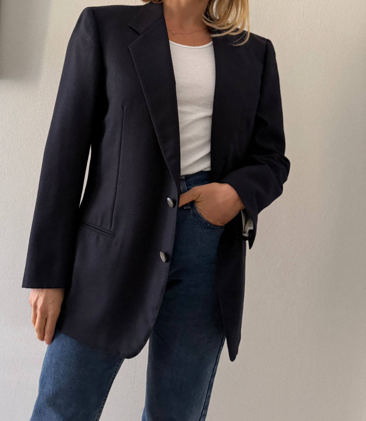 Yves Saint Laurent wool blue blazer men jacket 90s