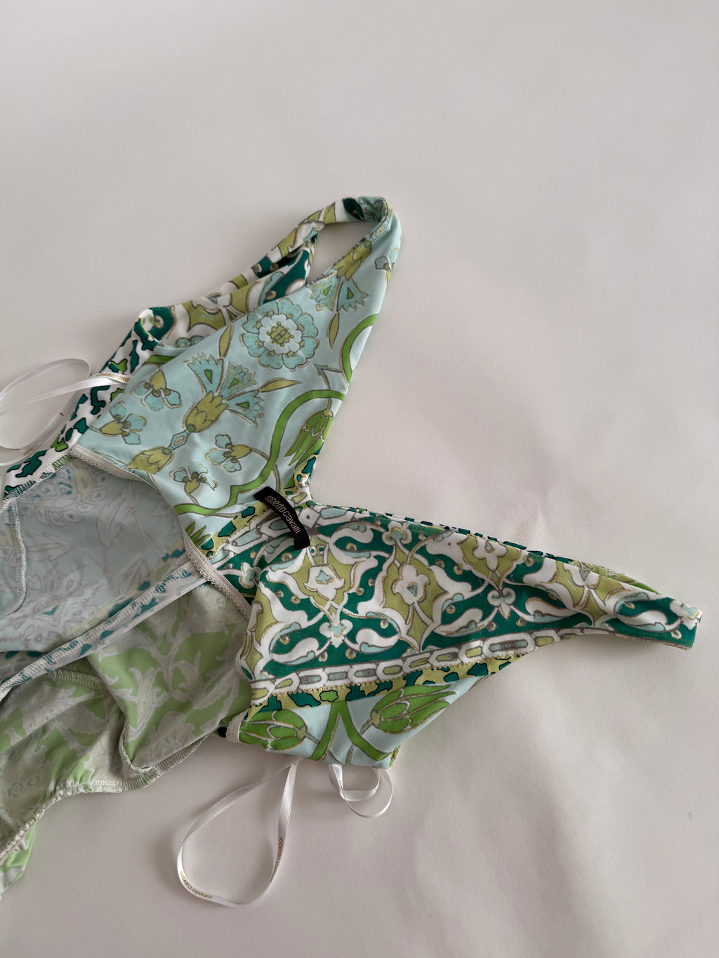 Roberto Cavalli SS 2006 green multicolor mini dress