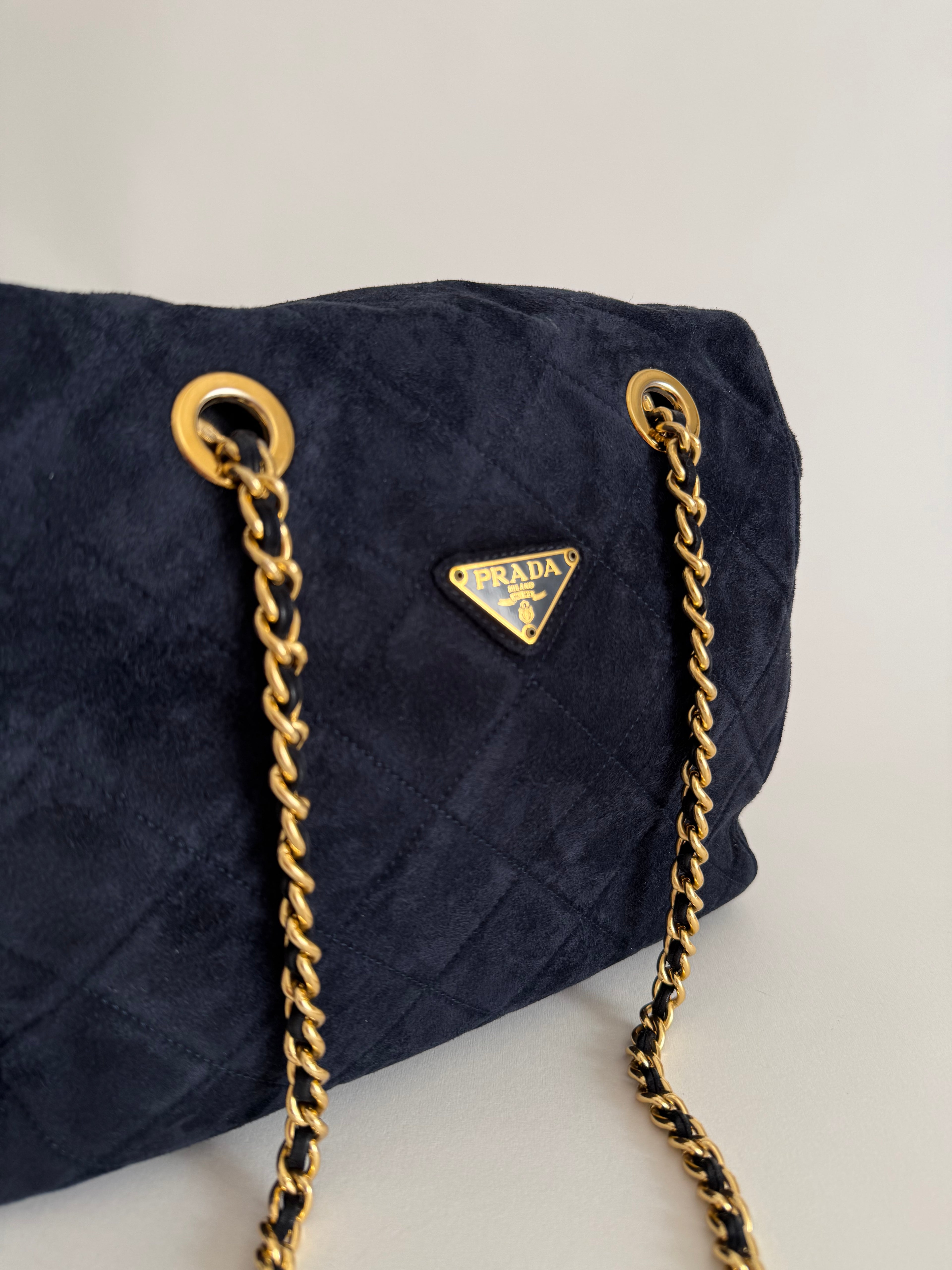 Prada blue suede bag 2000s